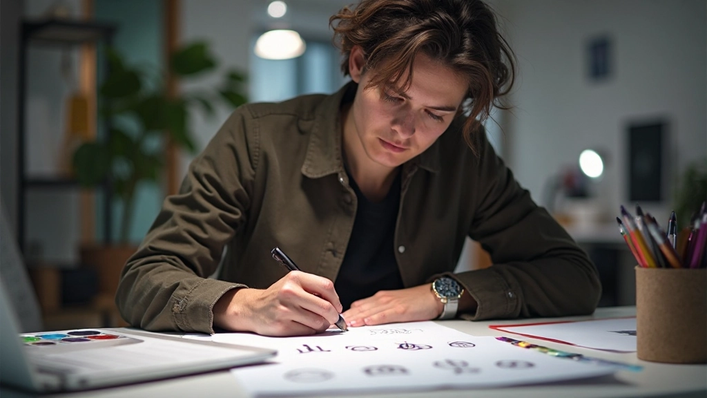 Рабочий стол с логотипом и брендовыми элементами